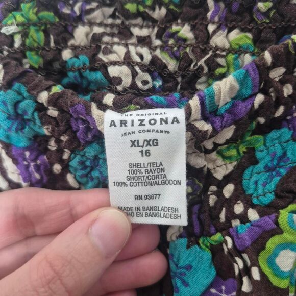 Arizona Brown Floral Ruffle Skort Pockets Boho Y2K Kids Size XL 16 - Picture 3 of 3